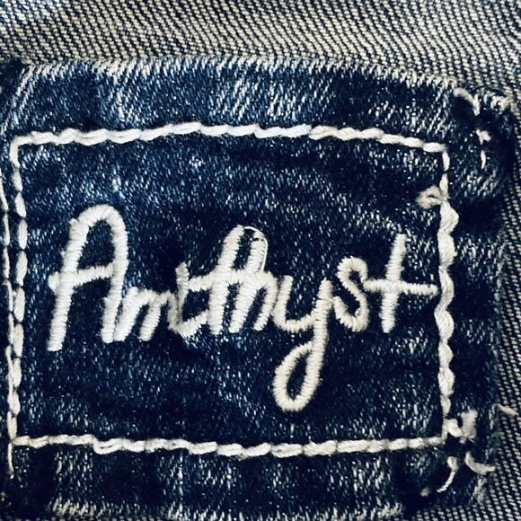 Amethyst Girls Blue Stretch Denim Jacket Size Large Long Sleeve Two Flap Pockets - Picture 5 of 8